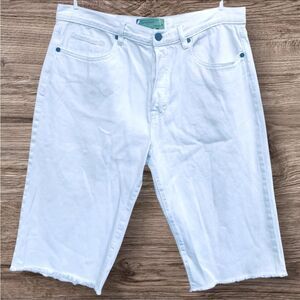SR vs Sandrine Rose White Denim Bermuda Shorts Sz 31 Raw Hem Button Fly Casual